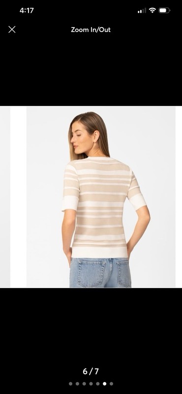 NWT Melissa Paige Women’s Petite Textured Stripe V Neck Top Gold & White PXL gallery