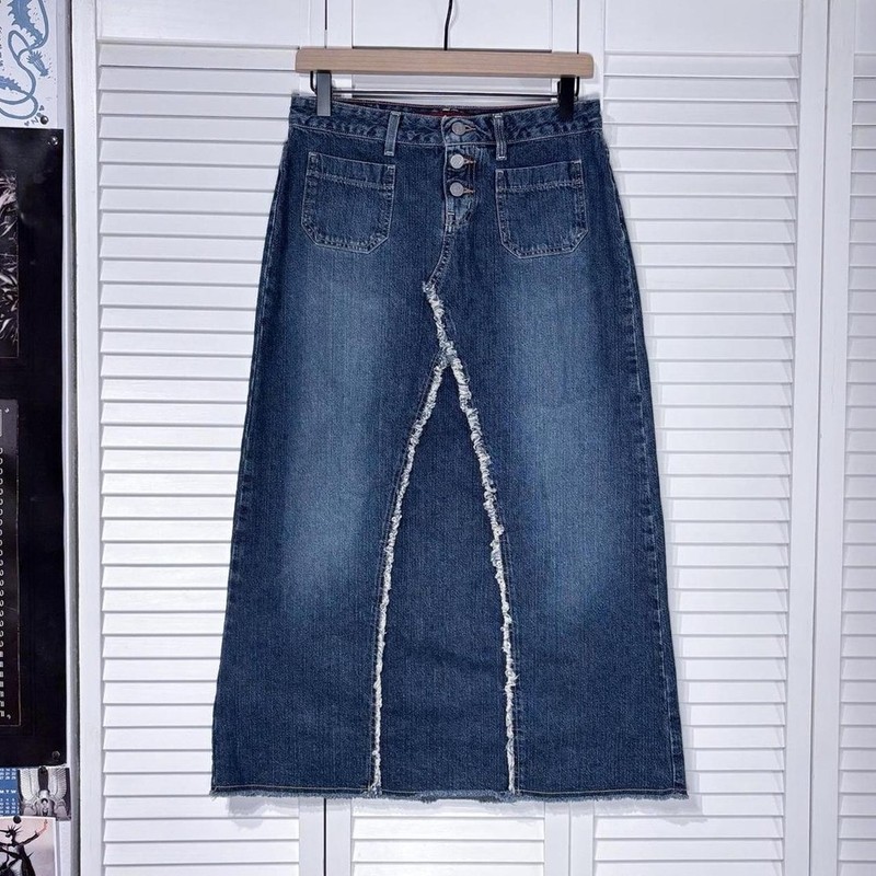Bongo distressed midi skirt