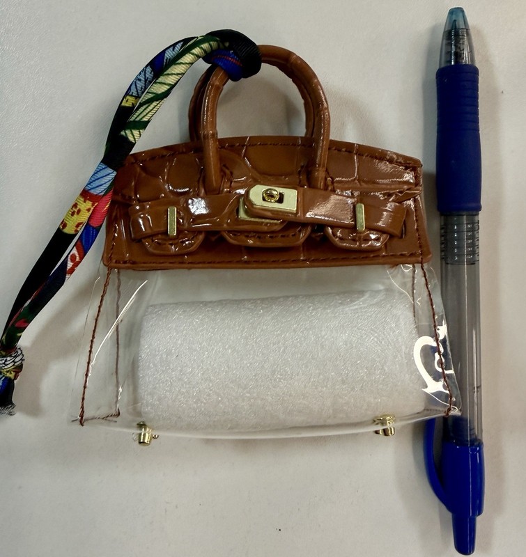 Mini Handbag Brown Faux Leather & Clear Plastic Tote, handbag keychain gallery