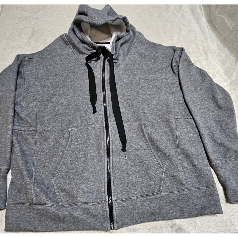 Fabletics Hoodie Jacket Gray Full Zip Hooded Fleece Lined Pockets Unisex XL