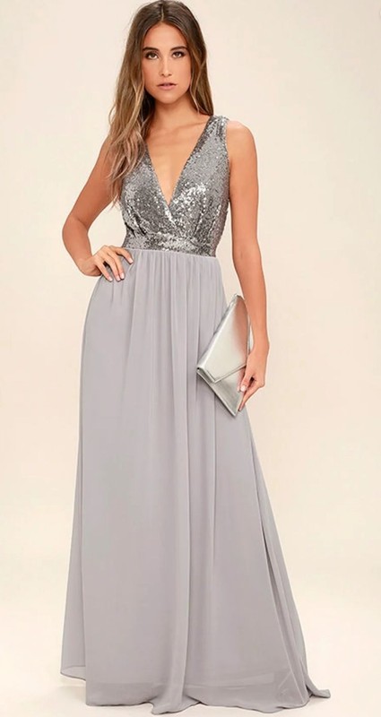 Lulus Elegant Encounter Pewter Gray Sequin Maxi Dress Women’s Size Small NWT!