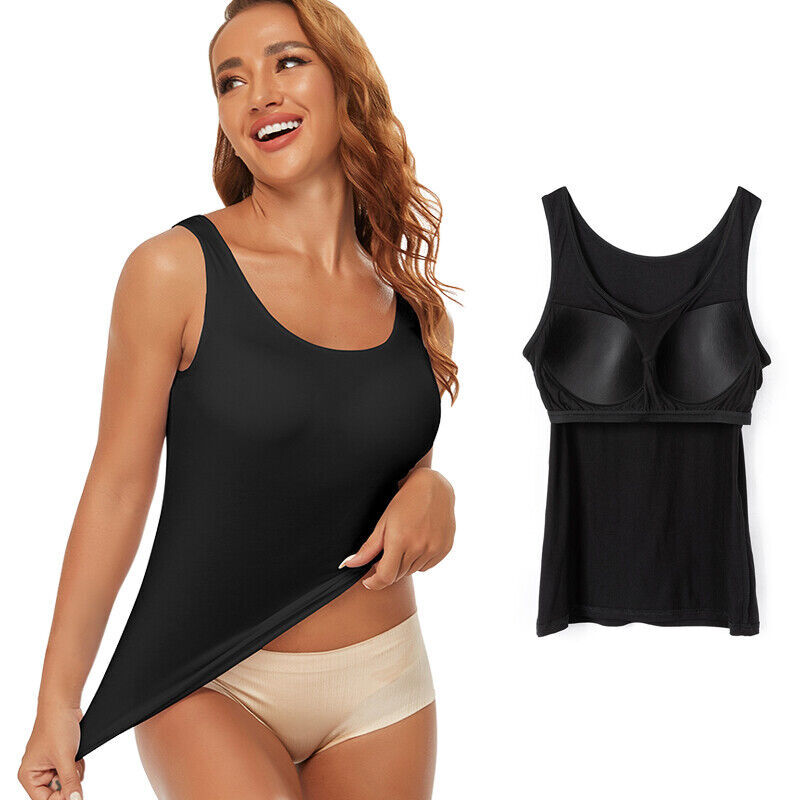 Women Slimming Cami Padded with Built-in Bra Vest Tank Top Body Shaper Shapewear