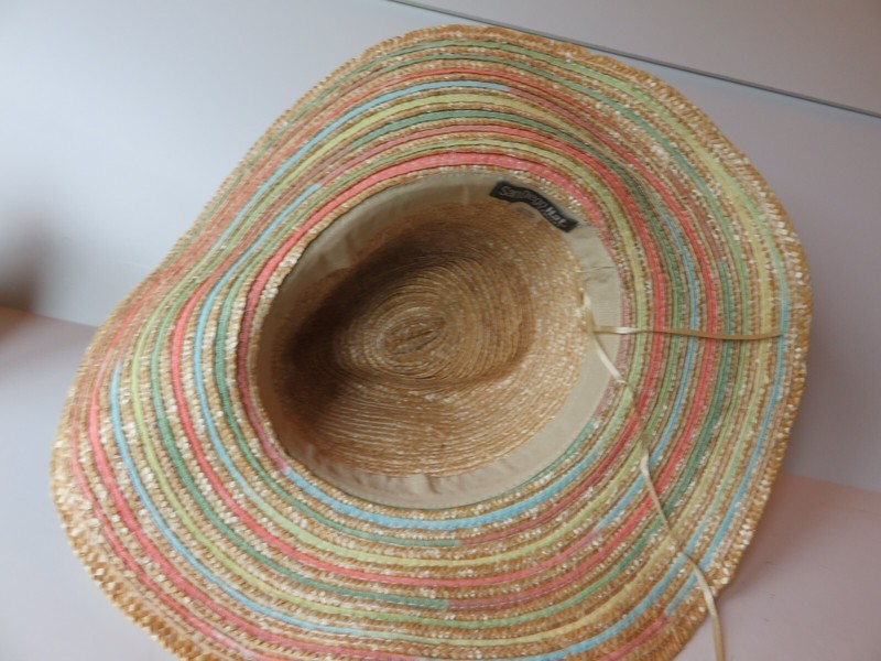 NEW San Diego Hat Company Brown Pastel Colorful Sun Hat Floppy Woven Straw UPF50 gallery