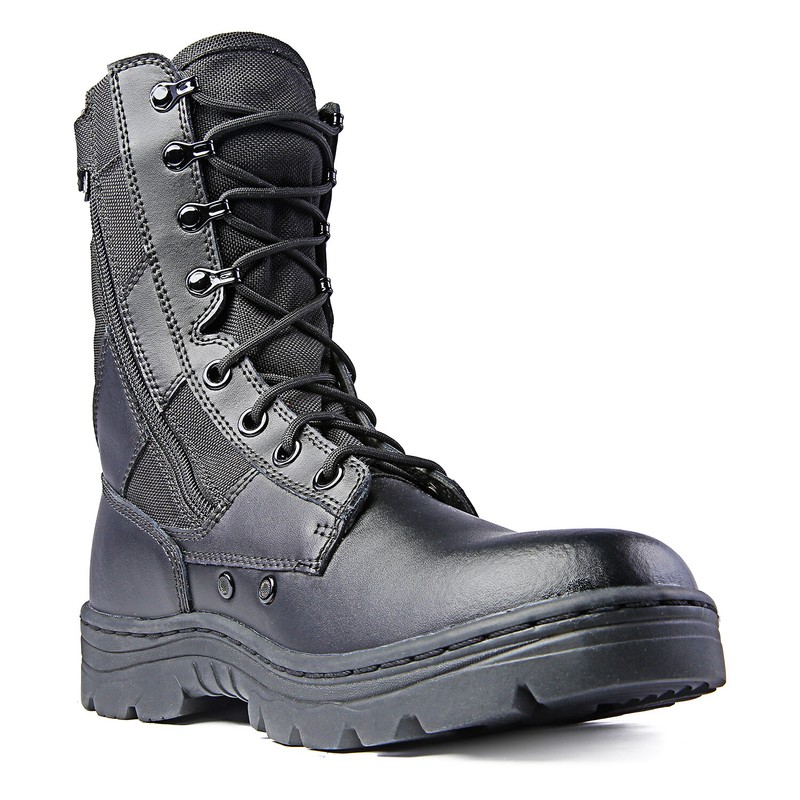 Ridge Men 8″ Waterproof Leather Non-Slip Tactical Military Work Black Shoe Boot