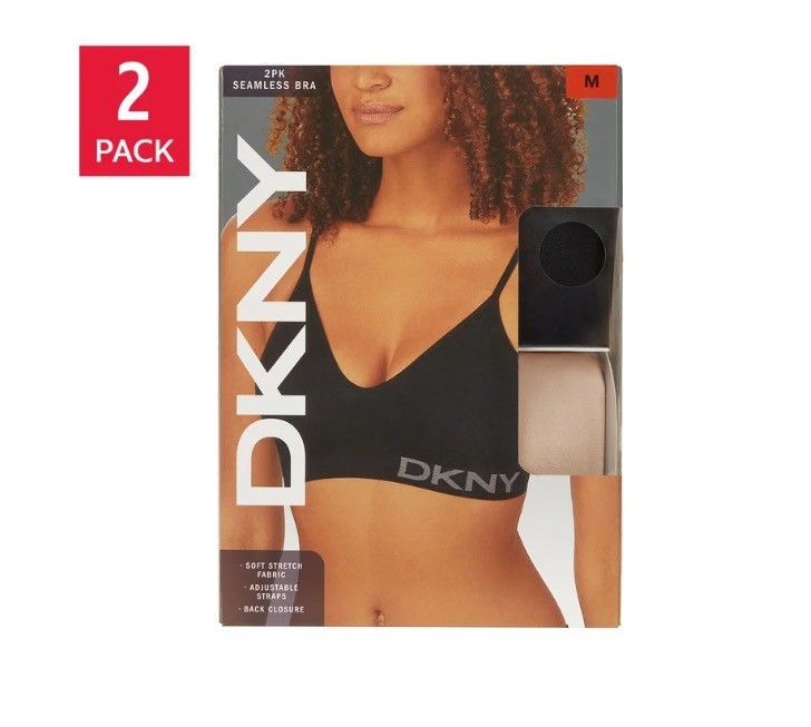 DKNY Women’s 2-Pack Seamless Bra, Black / Ivory , Size S M L XL