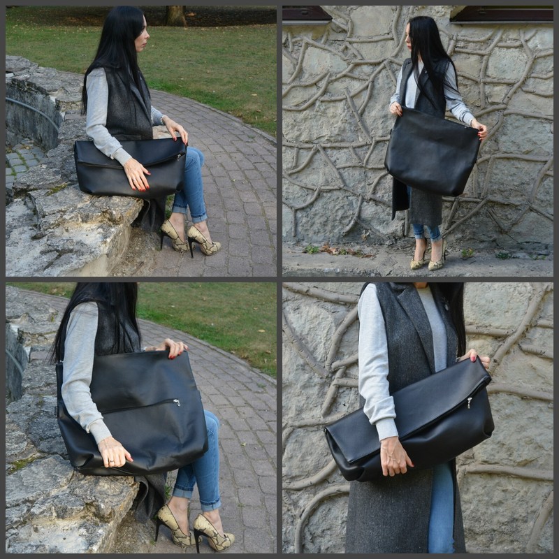 Oversize 3 in 1 Leather Clutch Shoulder Bag Tote gallery