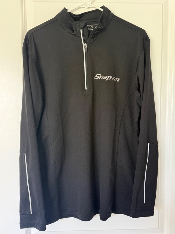 Snap-on Black 1/4 Zip Performance Pullover Jacket Mens Large Reflective Athletic