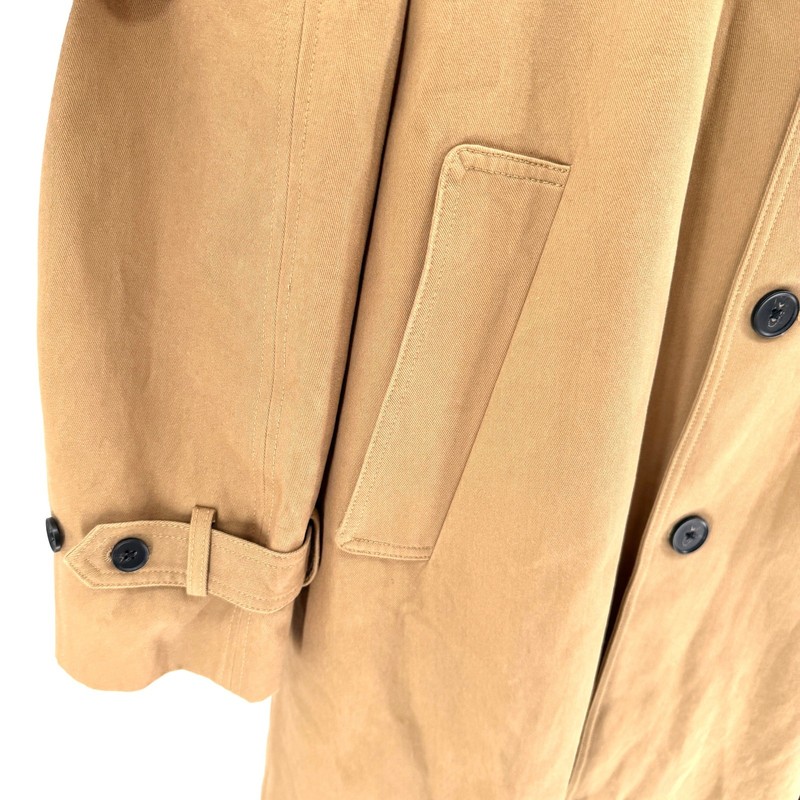 Zara Tan 100% Cotton Twill Corduroy Collar Trench Coat gallery