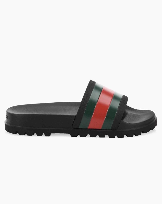 Gucci Web Men’s Rubber Slide Sandal – Black Rubber, US 11