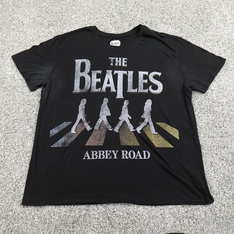 Beatles Shirt Womens Extra Large Black Abbey Road Graphic Tee Rock Pop Music Top