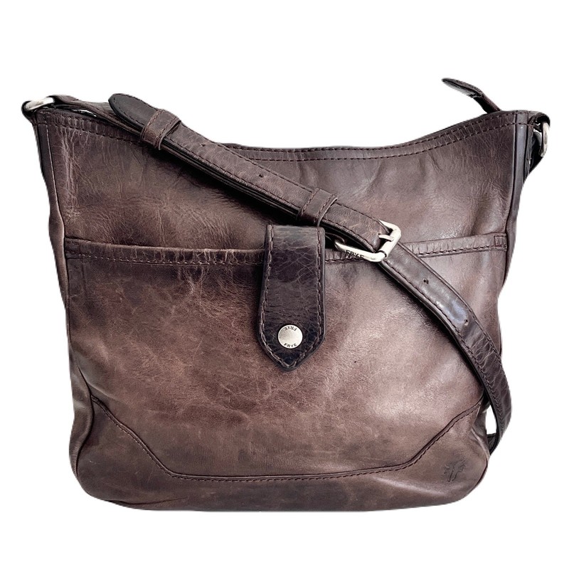 Frye ‘Melissa Button’ Grey Distressed Leather Crossbody Bag