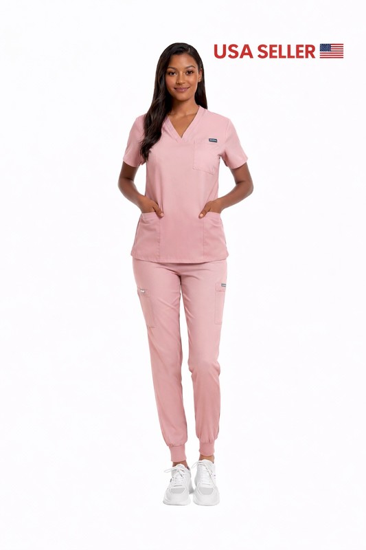 Niaahinn Scrub Set Pink unisex M Jogger Medical Uniform for Health Professionals