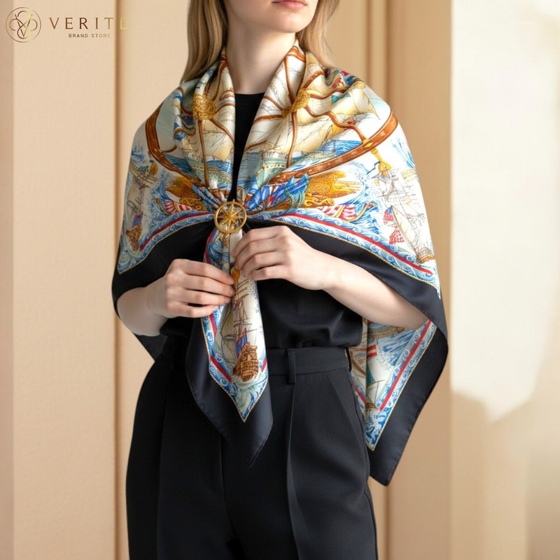 RARE VINTAGE HERMES Silk Scarf «Vive le Vent» Carre 90 Duty-free US