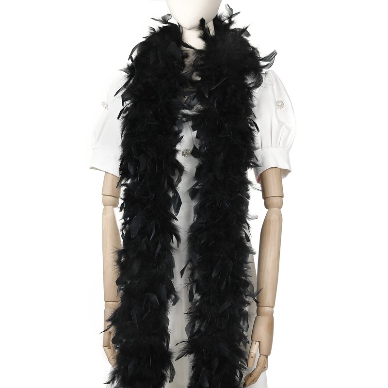 Larryhot Black Fluffy Feathers Boa – 80g 2Yards Boas for 80g,