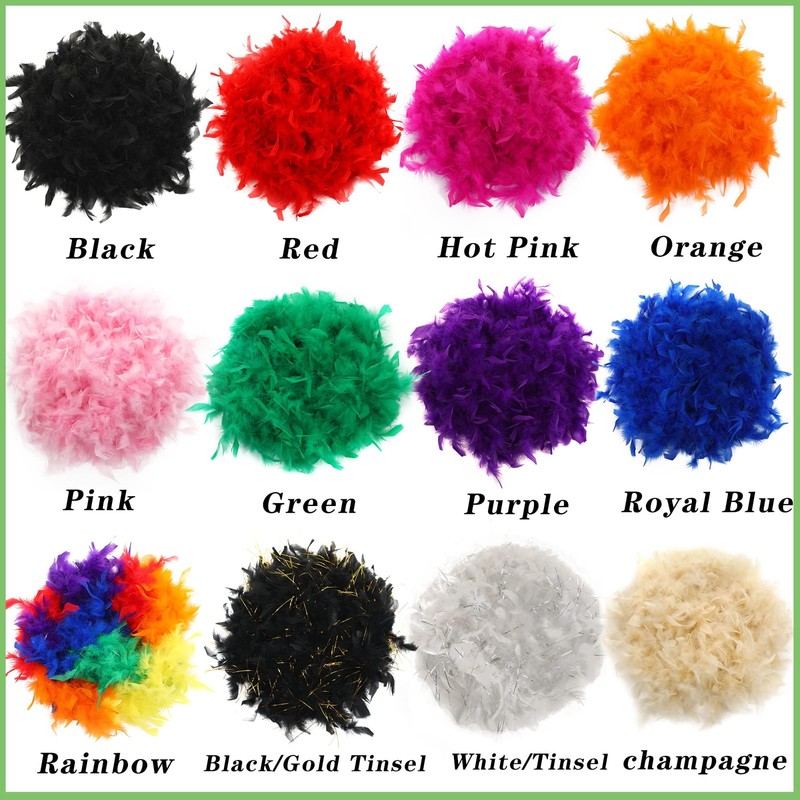 Larryhot Black Fluffy Feathers Boa - 80g 2Yards Boas for 80g, gallery