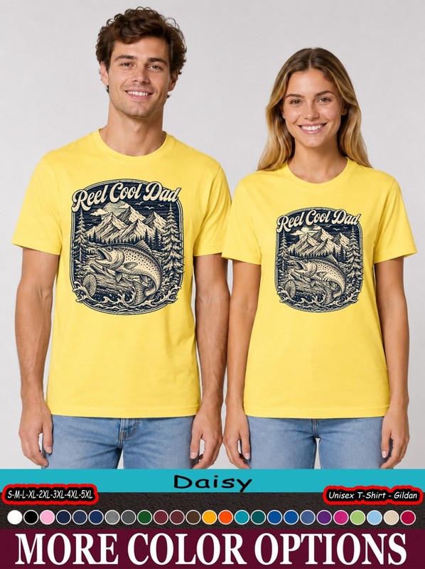 Reel Cool Dad Mountain Fish T-Shirt, Vintage Trout Outdoor Gift gallery