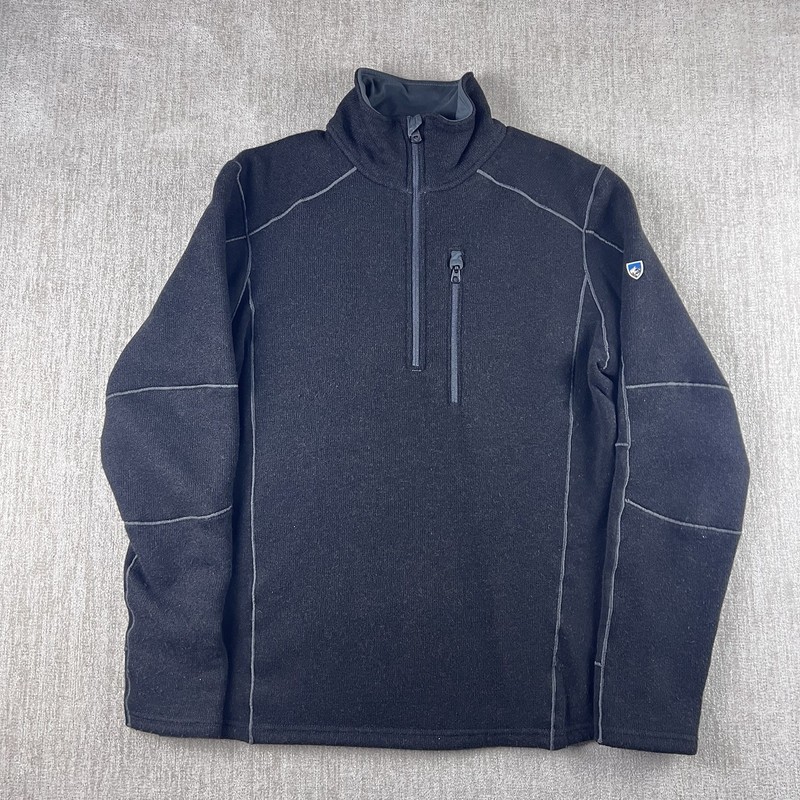 KUHL Interceptr 1/2 Zip Size Medium Black Fleece Pullover Hiking Gorpcore Nature