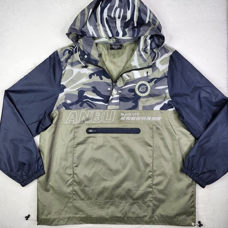 Naruto Shippuden Anbu Camo Anorak Jacket Windbreaker Black Ops Kakashi Mens 2XL gallery