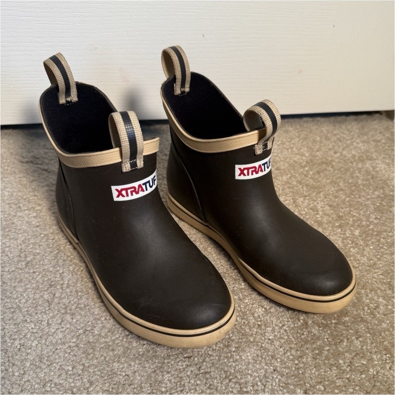 XTRATUF Kids’ Ankle Deck Boot Kids 13 Brown Ankle Pull-On Rubber Slip Resistant