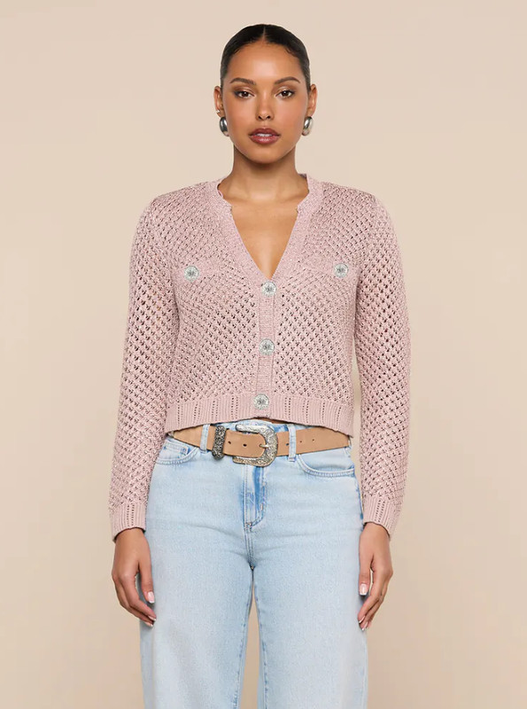 NEW L’AGENCE Blanca Sequin Cardigan Adobe Rose SMLXLXXL