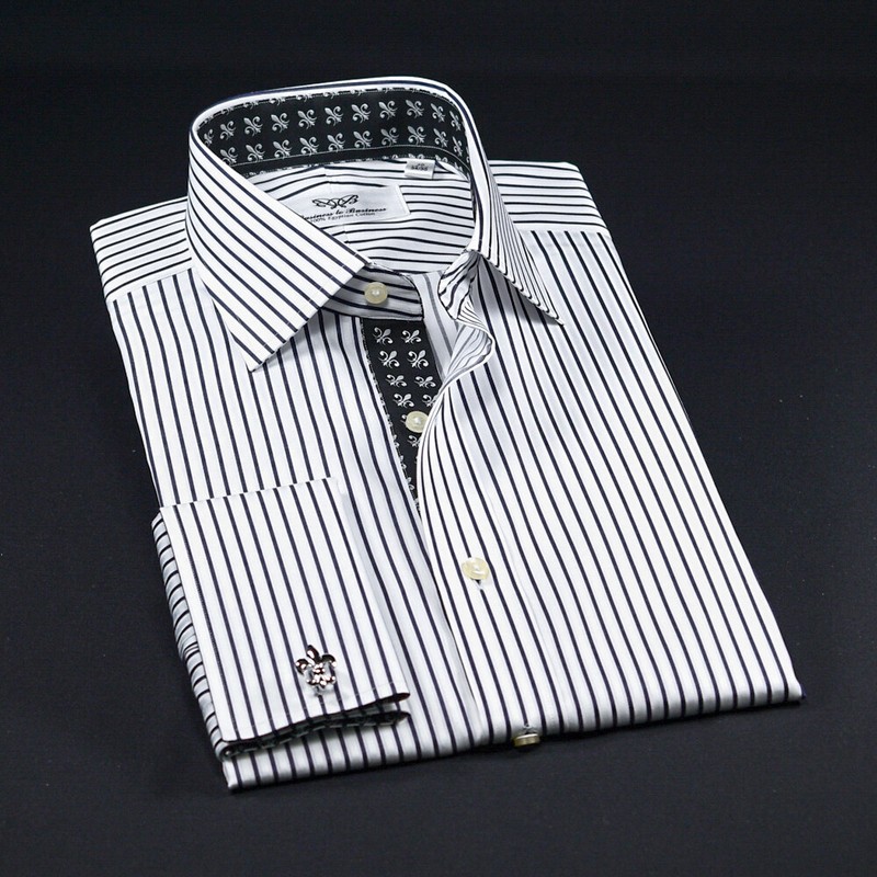 Black Stripe Unique Designed With Black Fleur-de-lis Inner Lining Business Shir gallery