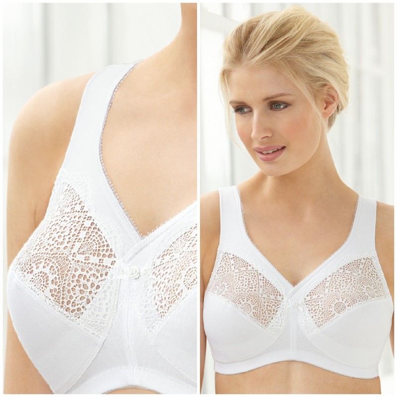 Glamorise Bra 46F COMFY~SUPPORT (35% Cotton) WIDE-STRAPS White NEW SEALED