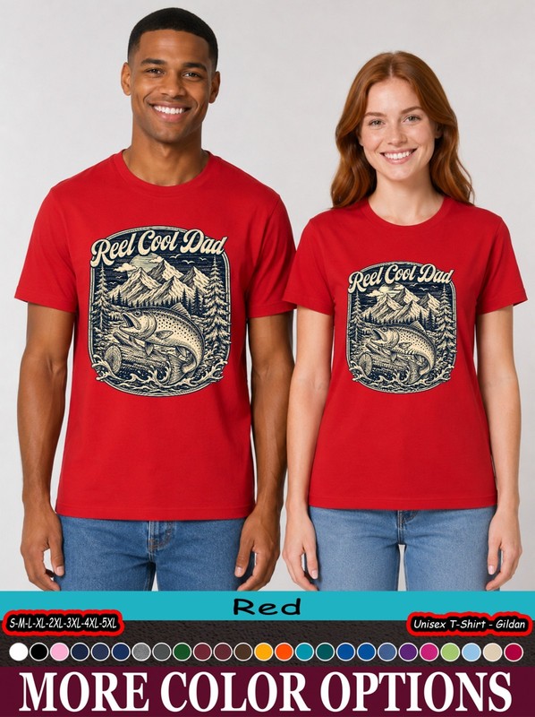 Reel Cool Dad Mountain Fish T-Shirt, Vintage Trout Outdoor Gift gallery