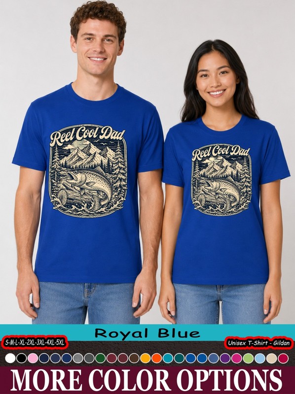 Reel Cool Dad Mountain Fish T-Shirt, Vintage Trout Outdoor Gift gallery