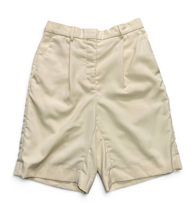 Acne Studios Women’s Pleated Tailored Shorts Cream Beige Wool Blend Size EU 36 S