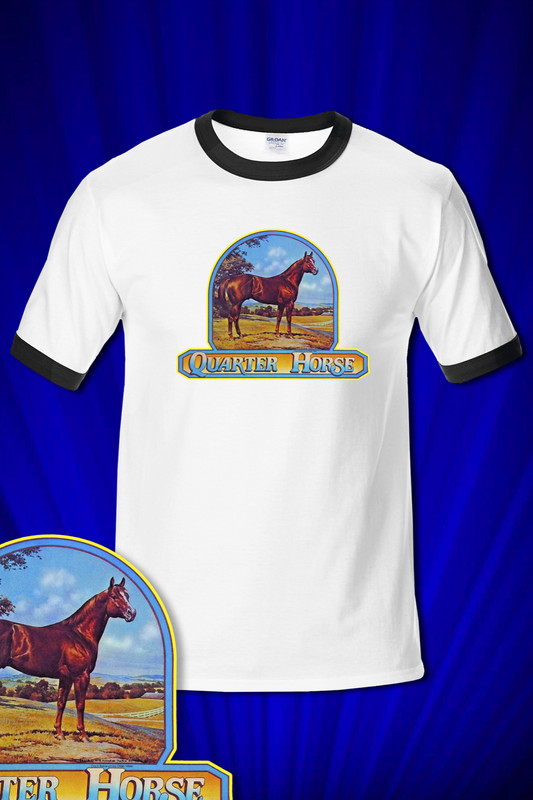 Quarter Horse 1980s RINGER Tee free s&h USA Horseback riding