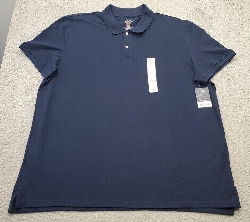 St. John’s Bay Polo Shirt Mens 2XL Blue Classic Fit Easy Care Comfort Flex Slit