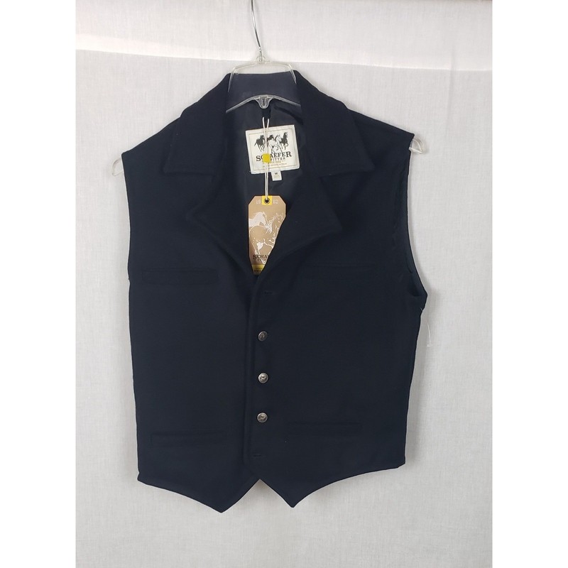 Schaefer Outfitter Cattle Baron Wool Vest Mens M Black Western Cowboy Ranch