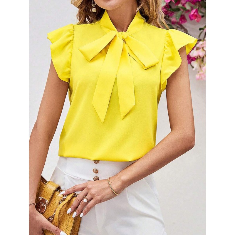 NEW European And American-style Elegant Blouse With A Bow Tie Sizes S-XXL gallery
