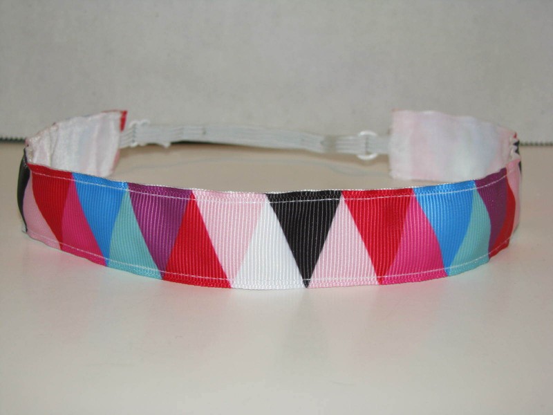 GEOMETRIC TRIANGLES Non slip Adjustable Headband Velvet Backing Sports Head band