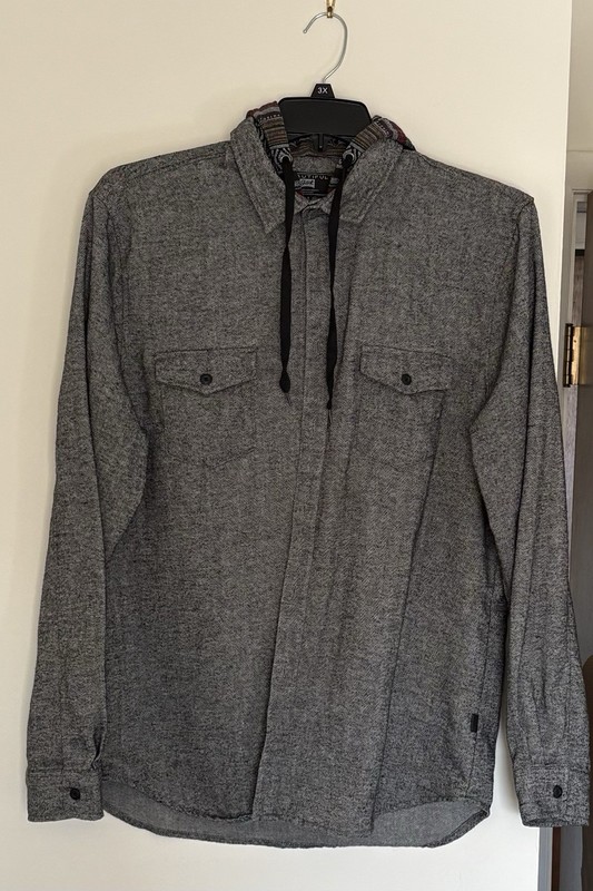 Beautiful Giant Men’s Herringbone Hooded Shacket Elevated Streetwear 90’s Vibes