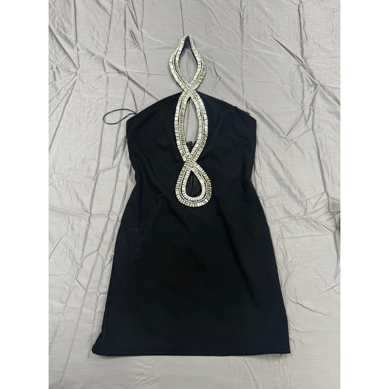 Fashion Nova Nova Luxe Premier Embellished Cut Out Mini Dress Black Small NWT