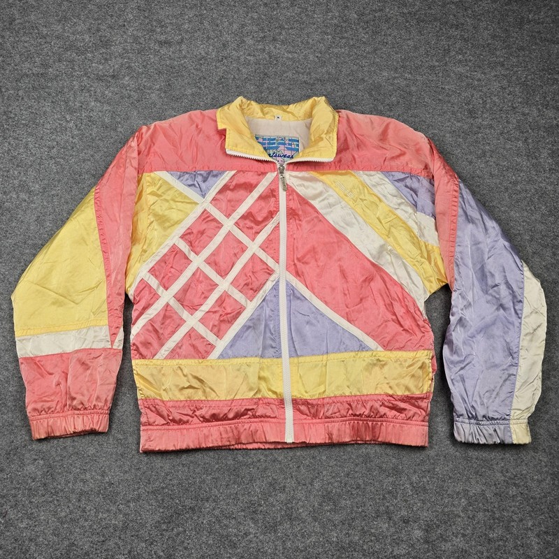 Vintage Head Sportswear Jacket Mens Medium Multicolor Windbreaker Full Zip 80s
