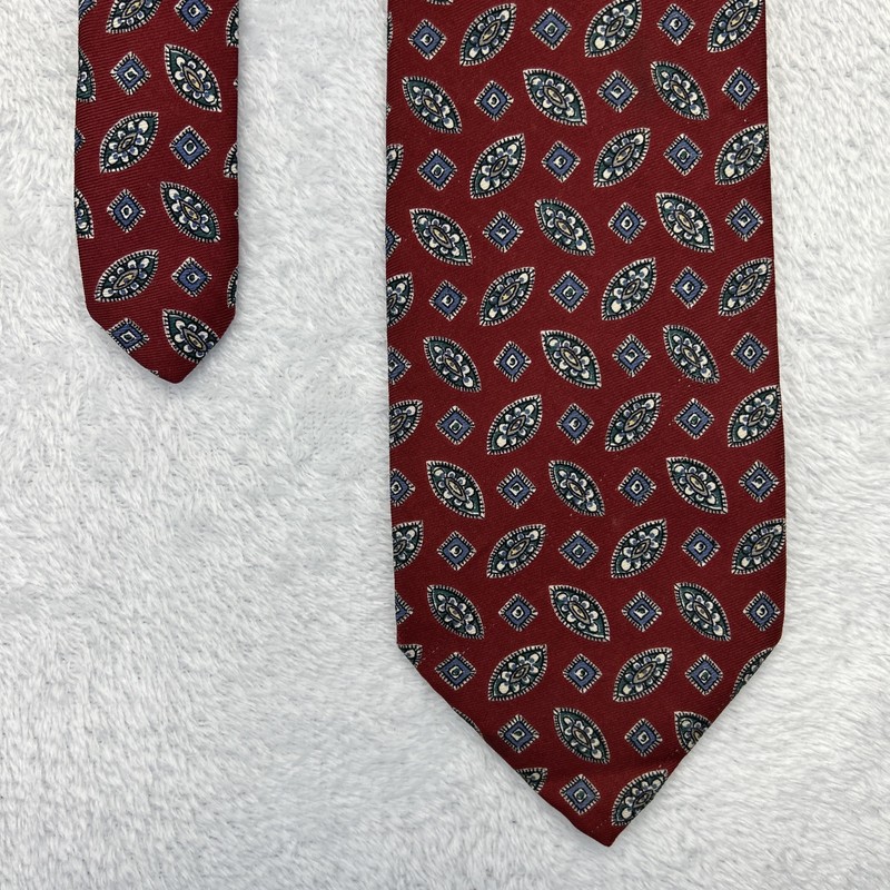 Robert Talbott Red Blue Green Mens Necktie 3.5”x 59” Hand Sewn Silk Made In USA