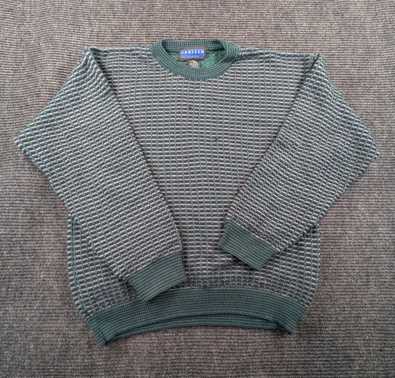 Vintage Jantzen Classics Sweater Mens Large Multicolor Tight Knit Textured Cozy