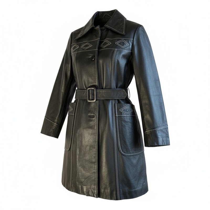 VTG 70s Suburban Internat’l Leather Coat Black Small Western Cowgirl Country