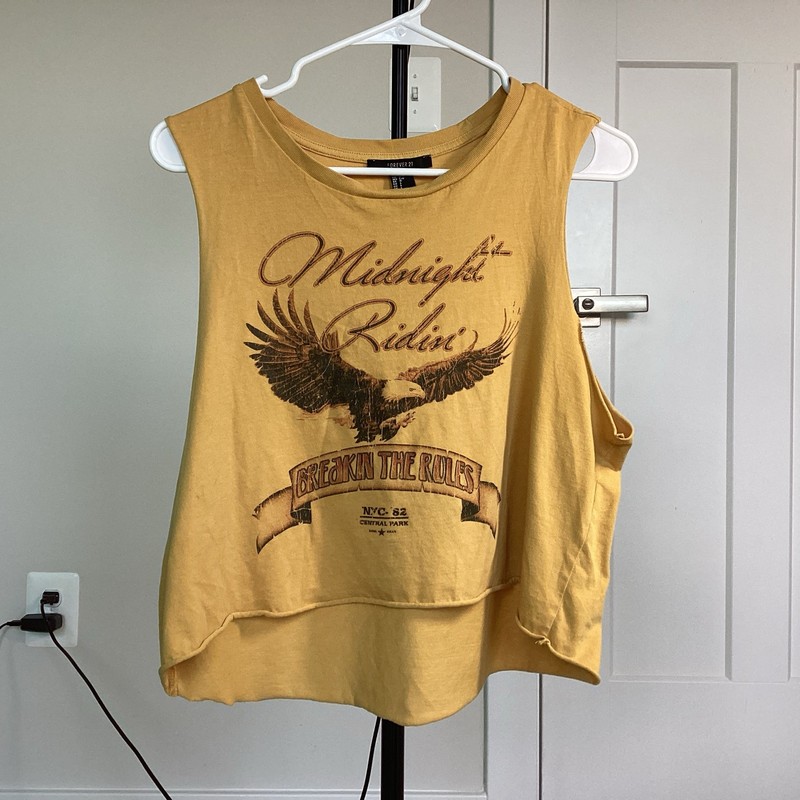 Forever 21 Eagle Graphic Low- High Crop Tank Top Size Large