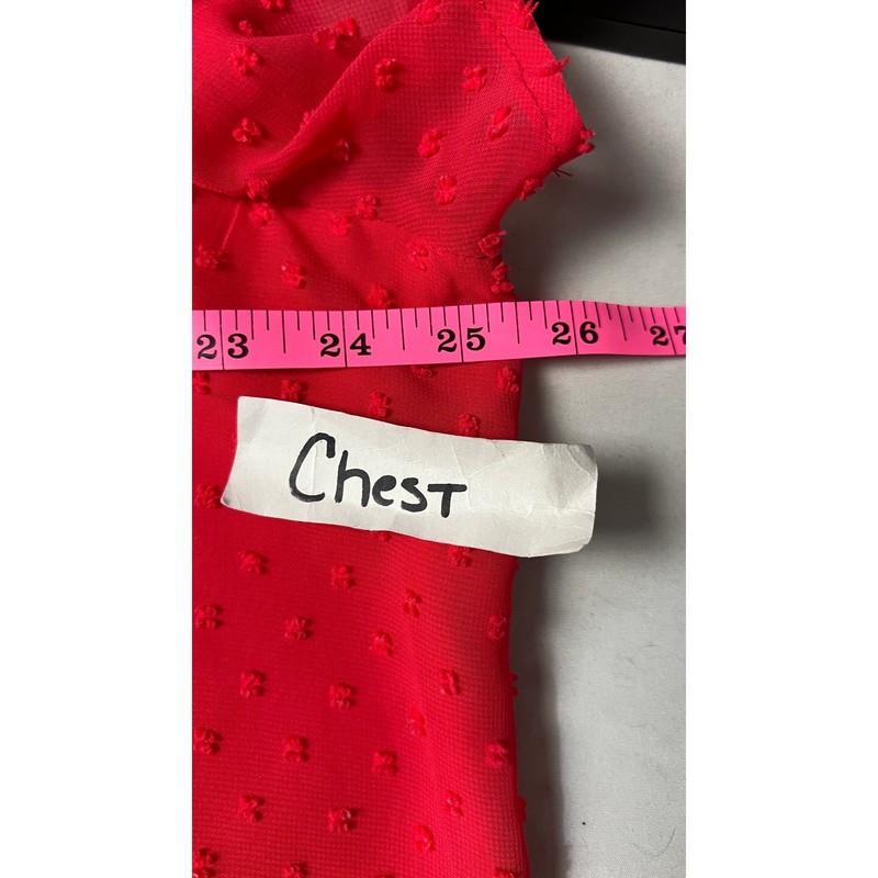 Naif Womens 3X Red Swiss Dot Boxy Crochet Lace V-Neck Flutter Sleeve Blouse gallery