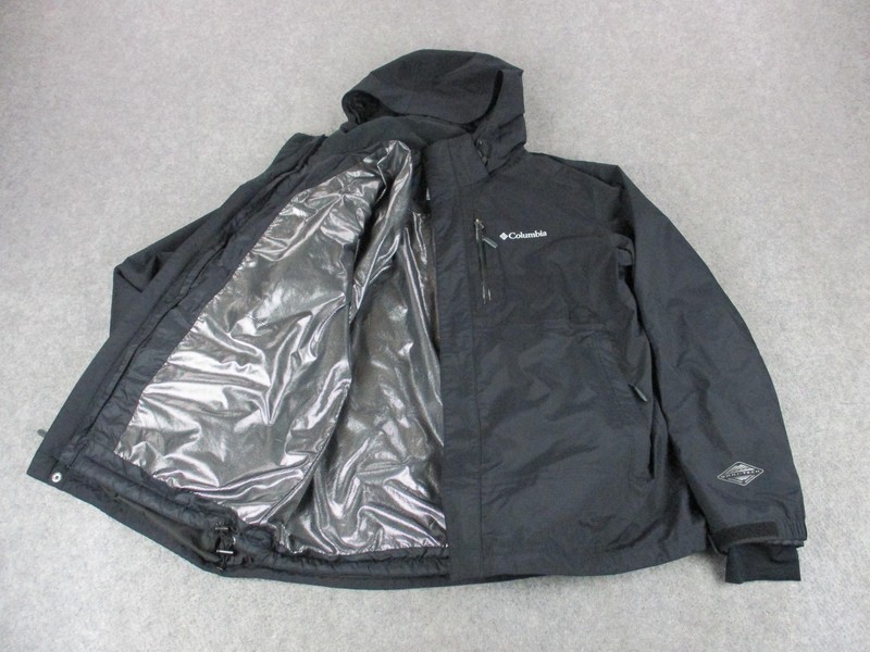 Columbia Jacket Mens Large Black 3 In 1 Omni Tech Hooded Interchange Rain Coat