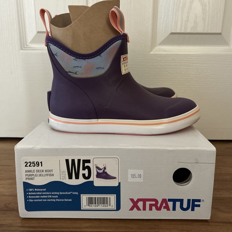 Xtratuf Women’s Salmon Sisters Ankle Deck Boot Purple/Jellyfish Print #22591 W5