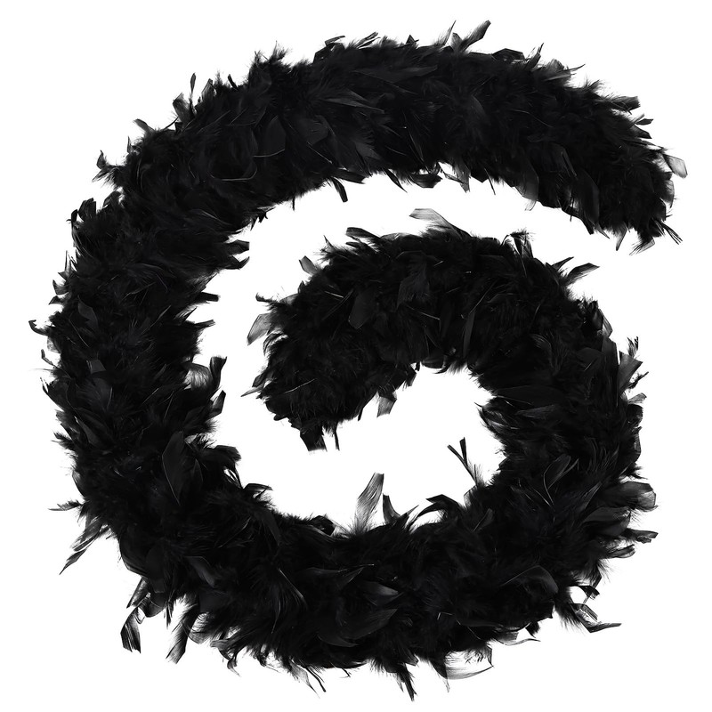 FeelfunFeather Black Feather Boa – 45g 2 Yards Turkey Boas 2Yards-45g,