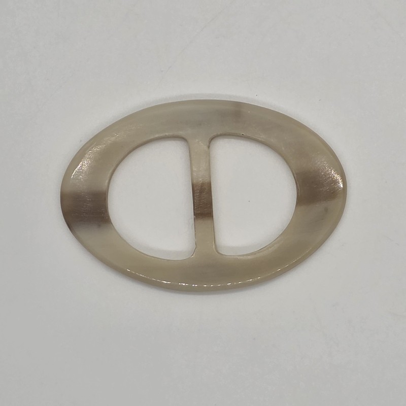 Vintage Genuine Horn Oval Scarf Ring Slide Light Tone Natural Buffalo Horn #968