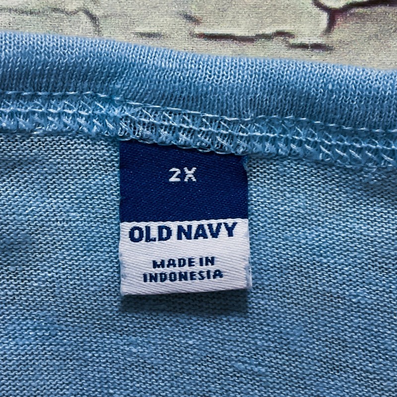 Old Navy Womens Top sz 2X Blue Short Cap Flutter Sleeve Linen Blend Lightweight gallery