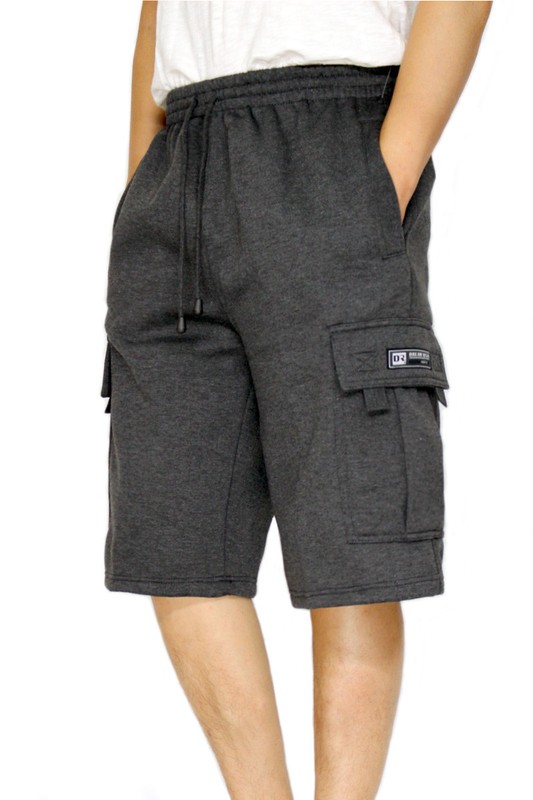 MEN’S FLEECE CARGO SHORTS HEAVYWEIGHT M-5XL 12 COLORS DREAM USA