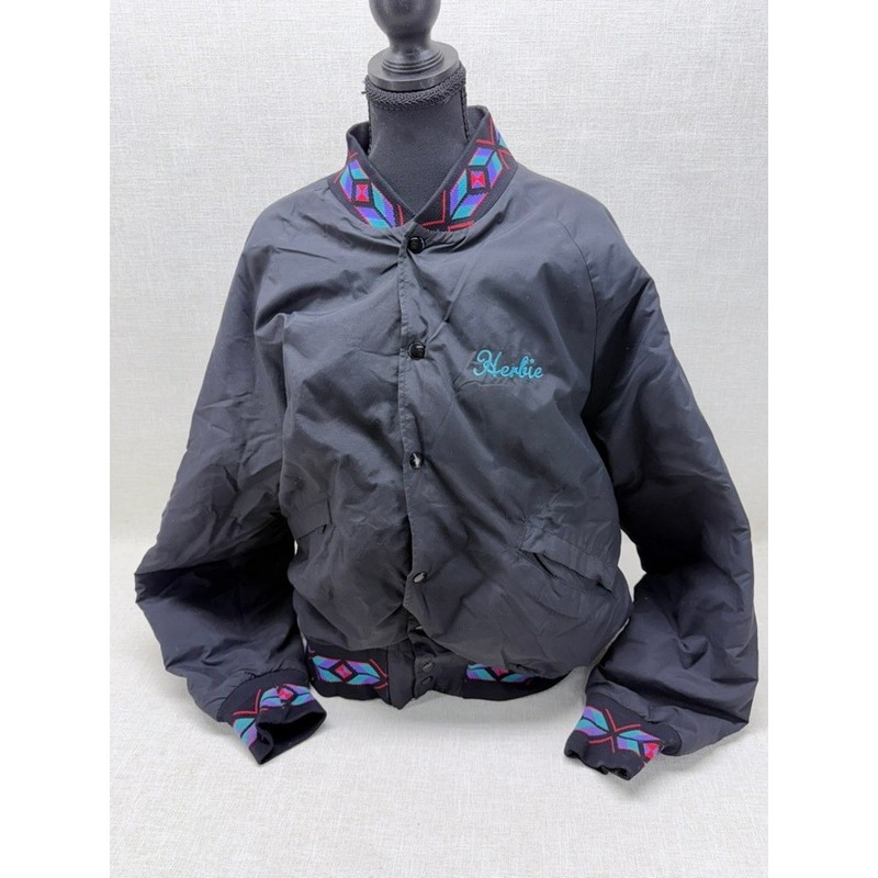 Vintage Pro Fit Roush’s Quarter Horses Bomber Jacket Large Black Made in USA L