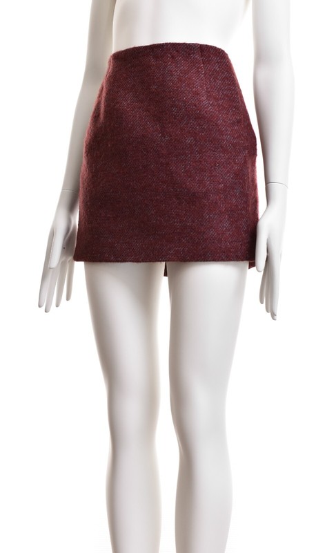 ACNE STUDIOS Women’s Kyte Twill AW14 Mohair Burgundy Mini Short Skirt Pockets 36